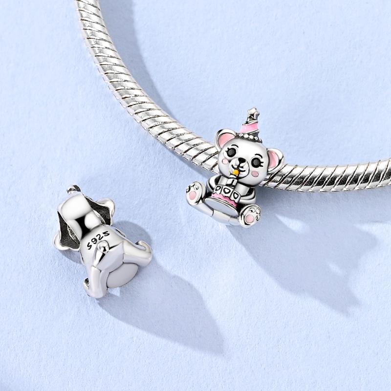 Pink series Charms Plata De Ley 925 Original Heart Pet Cat Dog Bow Handbag luggage Charm Beads Fits Bracelet DIY Jewelry Making