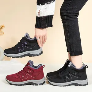 LISM Men's Heavy-Duty Winter Snow Boots with Thickened /Fleece-Like Lining - Large Size Non-Slip Rubber Sole, PU Upper & - -Terrain Hiking, Ice Traction, Outdoor Trekking Shoes (Maroon/Black) - Cold Weather, Snow Boots For Men Non Slippery, Mens Snow Boot