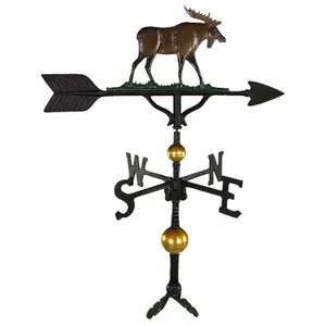 212 MAIN Montague Metal Products 300 Series 32 In. Deluxe Color Moose Weathervane, Adjustable Base, Cast Aluminum Outdoor Decor