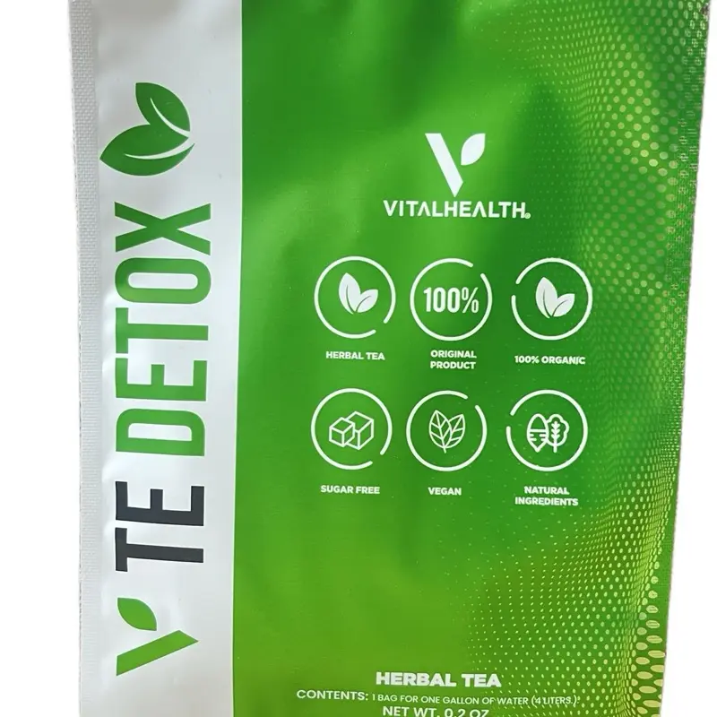 VitalHealth TE DETOX Organic Herbal Tea for 1 Week Supports Concentration Digestive System & Immune System Detoxifies Energizes US Product Sugar Free Vegan Natural Ingredients