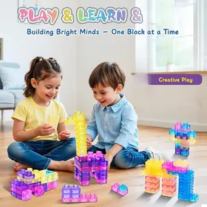 40PCS Soft Candy Jelly Blocks, Non-toxic Silicone Stacking Bricks Montessori Sensory STEM Toy for Kids 3+ Educational DIY Building Gift for Early Childhood Learning