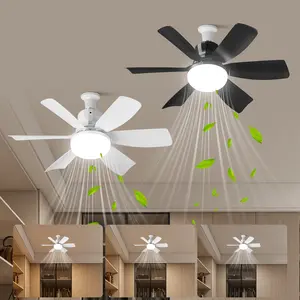 New E27 Bulb Socket Ceiling Fan Light Lamp, Adjustable Dimming Timer, 3 Color Modes 3000k-6500k, Remote Control, Bedroom Kitchen Living Room