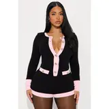 Rosie Long Sleeve Sweater Romper - Black/combo