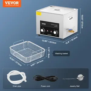 fathersdaygift  VEVOR 15L Ultrasonic Cleaner with Heater Timer Basket, Professional Digital Sonic Cavitation Machine, 360W Cleaning Machine for Lab Tools, Metal Parts, Carburetor, Brass, Auto Parts, Engine Parts