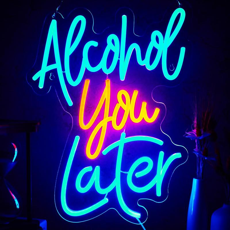 Alcohol You Later Neon Alcohol Neon Wall Decoration Party Decoration USB Dimmable LED Neon Beer Bar Kitchen Restaurant Family Bar Bar Pub Party Man Cave Club Store Hotel Store Business Gifts
