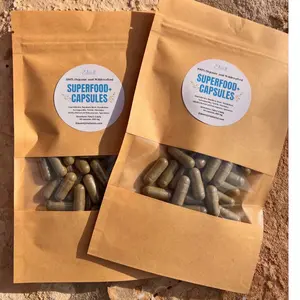 SUPERFOOD+ Iron, Mineral, Antioxidant, Nutrient, Vitamin Rich-100% Organic and Wildcrafted Herbs+ Moringa +Burdock +Nettle+ Dandelion+ Bladderwrack+Spirulina+Sarsaparilla Nutritional Supplement Capsules Natural