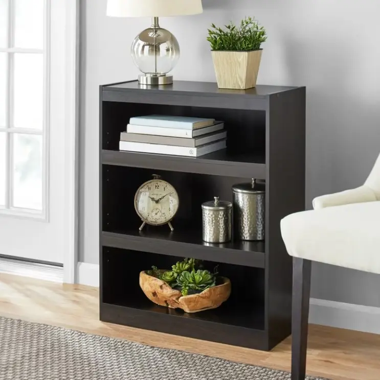 Mainstays 3-Shelf Framed Bookcase with Adjustable Shelves, Espresso
