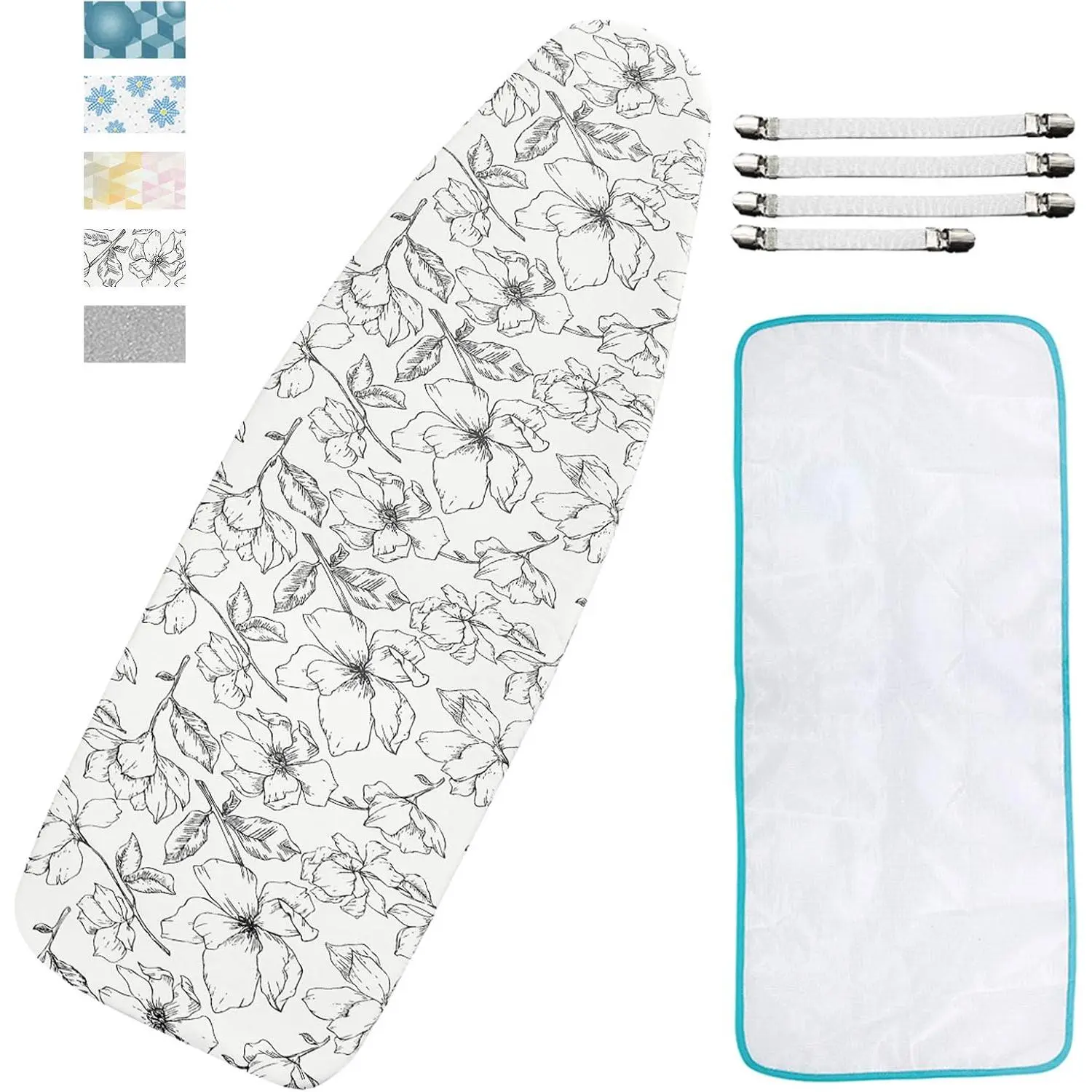 Ironing Board Cover and Pad, Extra-Wide, Fits 18" x 49" Board, Thick Padding, Scorch & Stain Resistant, with Fasteners & Mesh Cloth