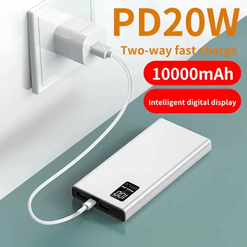Portable High Capacity Lithium Battery Power Bank - 22.5W 10001-20000mAh USB C Fast Charger, LED Lamp, PD 3.0+QC 4.0, Power In/Out, Mobile Smartphone Accessories for iPhone 15/14/13/12 Pro, Samsung S21, Google Devices, iPad Tablets