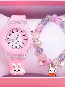 Cute Unicorn Watch Set with Luminous Quartz, Heart Bracelet, Perfect Gift for Boys Girls, Birthday Party, Valentine's Day Wristwatch