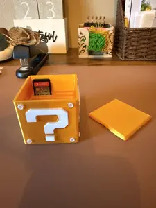 Mario Question Block Game Cartridge Holder 3D Printed Nintendo Switch Storage Organizer for Easy Access and Organization