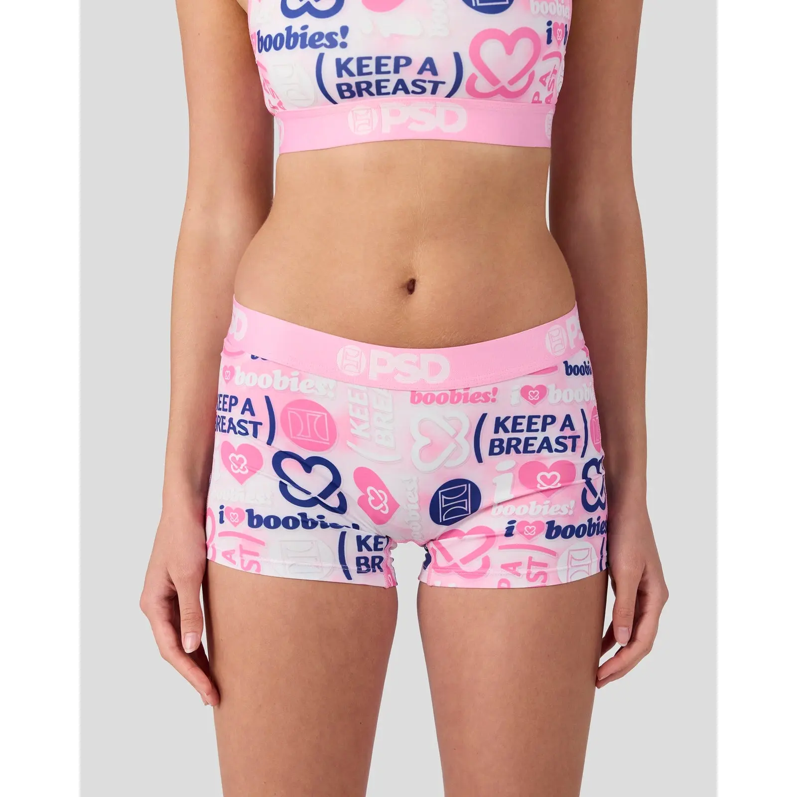 PSD Womens KAB Stacked Boy Short Underwear - Comfortable, Breathable, Ultra-light Fabric, 🎗️ Donation to Keep A Breast with Every Purchase, Breast Cancer Awareness Month
