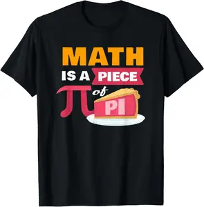 Men's 100% Cotton Natural Short-Sleeve Round Neck Fashion Graphic T-Shirt, Unisex 3.14 Happy Pi Day Math Is A Piece Of Pie STEM Math Teacher Top