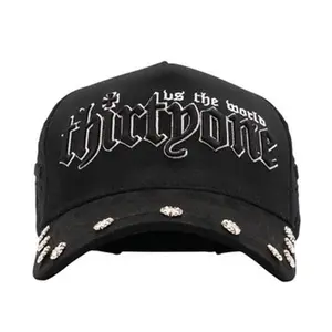 TTHIRTYONE HATS 2nd Anniversary Edition Black Cap with Silver Studs and Embroidered Logo