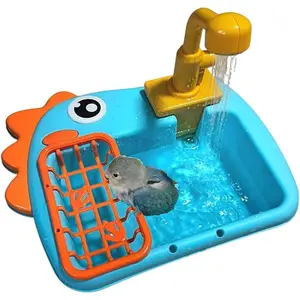 Automatic Bird Shower & Parrot Bath Fountain, Cage Mountable Bath Tub with Automatic Watering Faucet for Cockatiels, Budgies, Conures & Lovebirds