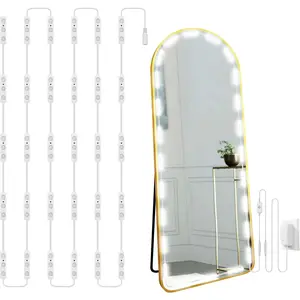 MELLOW MORNINGS Hollywood Glam Led Vanity Lights Kit, 14ft Dimmable Mirror Lights, Full  & Bathroom Lighting, Plug in Floor Light with Power  (Mirror not Inlcuded)
