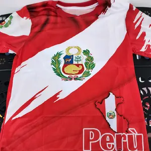 Peru Red and White Unisex Jersey with Escudo Design men