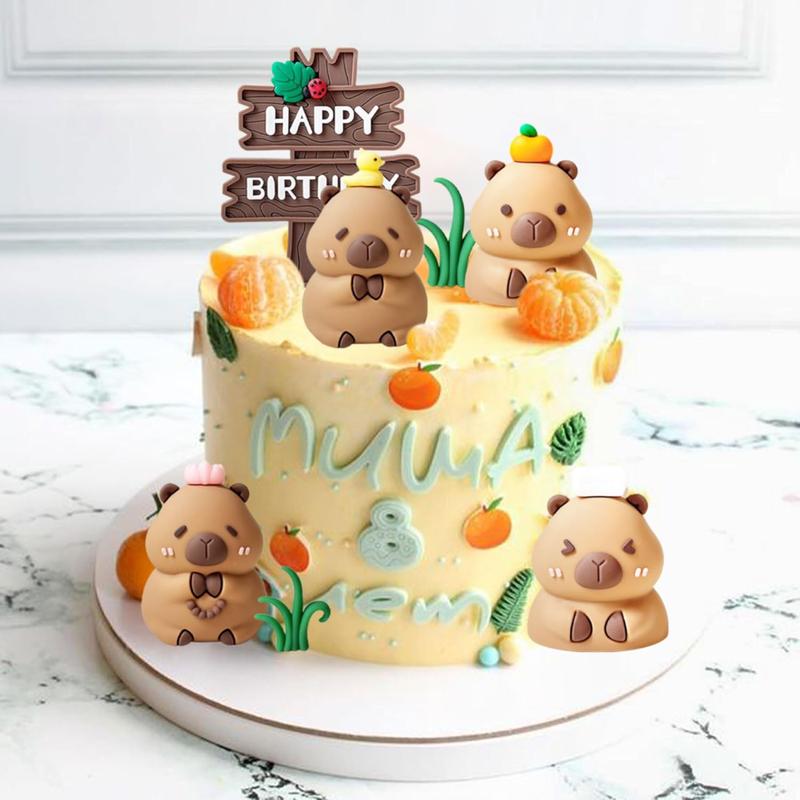LaVenty Adorable Capybara Cake Toppers Mini Blowfish Party Supplies for Capybara Birthday Party Favors Baby Shower Centerpieces & Table Decorations Decorative Figures Gift Photo Ornaments Anniversary
