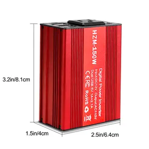Artblepro 150W Car Power Inverter Portable 12V DC to 110V AC Converter Vehicle Adapter Plug Outlet with 3.1A Dual USB Car Charger for Laptop Computer (Classic Red)