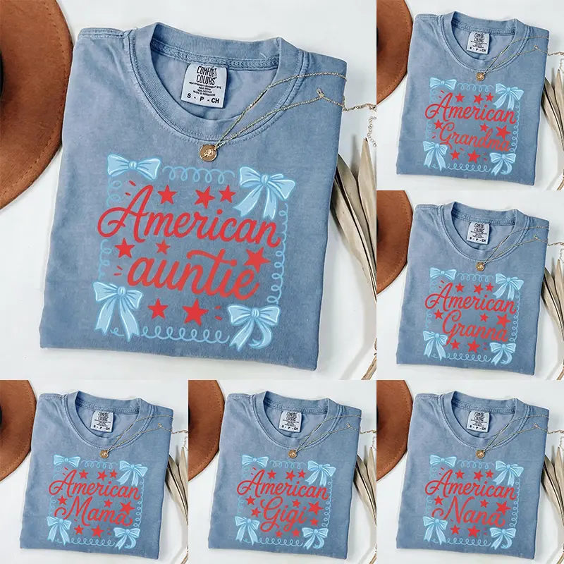 Comfort Colors Custom 4th of July Mama Nana Shirt, Coquette 4th of July Shirt for Mom, Patriotic Family Shirt, Gigi Mimi Mama Auntie Shirt