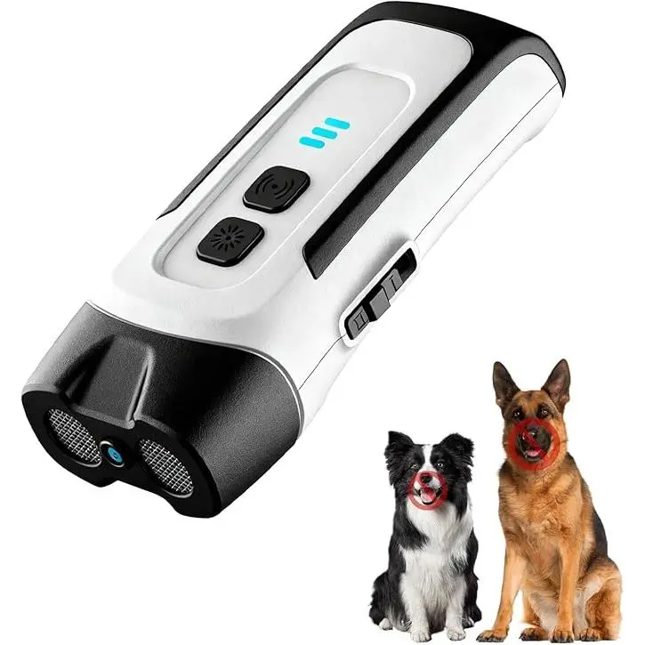 Ultrasonic Anti-Bark Device with LED Light, High-Power Adjustable-Frequency Compact Dog Bark Control Stopper, 5m Range, Safe for All Breeds, Indoor/Outdoors Pet Training Deterrent to Correct Unwanted Barking