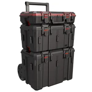 Hyper Tough 3-Piece Modular Rolling Toolbox System - Heavy-Duty Stackable Tool Organizer for Tools & Hardware Storage