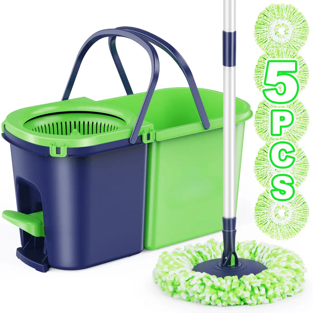 Spin Mop and Bucket with Wringer Set for Home Floor Cleaning