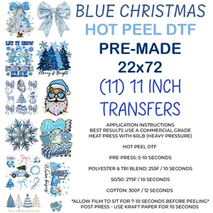 22x72 Blue Christmas Hot Peel DTF Gang Sheet