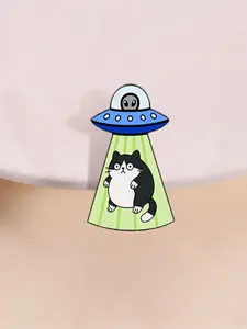 Ufo Alien Cat Lapel Pin, Fun Enamel Brooch, Playful Touch, Unique Gift Idea, Perfect for Cat Lovers, Novelty Accessory, Trendy Fashion Item, All Seasons