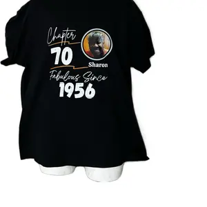 Custom Birthday Shirt with Photo Personalized Milestone Age & Birth Year Fabulous Since 1956 Tee for Sharon