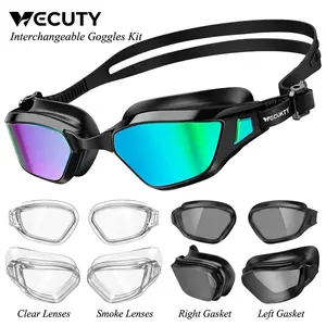 Adjustable Anti-Fog Swim Goggles, Black, by Vecukty for Men & Women