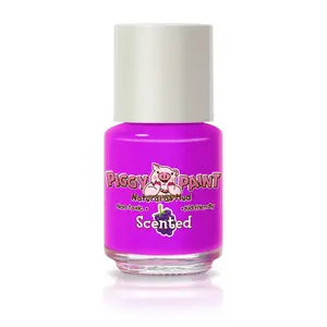 Piggy Paint Grouchy Grape - Scented Purple Nail Polish Neon Purple with Shimmer & Grape Scent Non-toxic Vegan 0.25 oz
