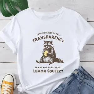 100% Cotton Funny Raccoon Unisex Shirt,In The Interest Of Full Transparency It Was Not Easy Peasy Lemon Squeezy Raccoon Tee,Stay Trashy Shirt for Women Men