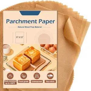 100 PCS Parchment Paper Sheets, 9x13 In Non-Stick Precut Baking Parchment for Baking, Grilling, Air Fryer, Steaming, and More (Unbleached) - Quarter Sheet Size, Perfect for Bread, Cakes, Cookies