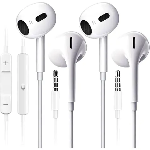 Wired Earbuds with Mic, 3.5mm in-Ear Earphones, Ultra Clear Calls, No Noise, Compatible with iPad/iPhone/Android/Laptop/PC, 2 Pack In Ear Headphone In Ear Design