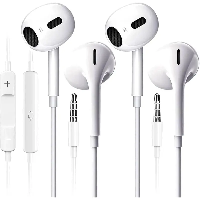 Wired Earbuds with Mic, 3.5mm in-Ear Earphones, Ultra Clear Calls, No Noise, Compatible with iPad/iPhone/Android/Laptop/PC, 2 Pack In Ear Headphone In Ear Design