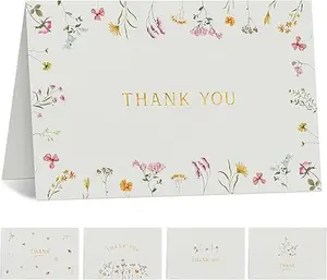 Beautiful Thank You Card Set With Envelopes and Stickers - Set of 20 Elegant Blank Cards For Personalized Notes - Perfect Bulk Stationary Set For All Occasions incl. Weddings, Business & Baby Showers