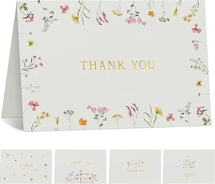 Beautiful Thank You Card Set With Envelopes and Stickers - Set of 20 Elegant Blank Cards For Personalized Notes - Perfect Bulk Stationary Set For All Occasions incl. Weddings, Business & Baby Showers