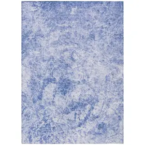 Machine Washable Blue Rug - Indoor / Outdoor - Kids / Pet Friendly Organic Print Rug