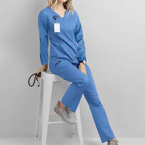 Amazon two-piece scrub suit for autumn and winter, long-sleeved surgical gown, isolation gown, workwear Uniforms Womenswear