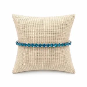 Blue Crystal Tennis Bracelet - Fits 6.5 inches - White Gold Plated