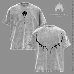 Asta Pump Cover Gym T-Shirt, Black Clover Anime Workout Tee, Oversized Vintage Washed Gym Shirt, Heavy Cotton Streetwear Fitness Top