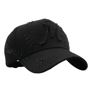31 Hats, Black Rhinestone Baseball Caps, Street Wear Hats, Casual Headwear, G5 Quality