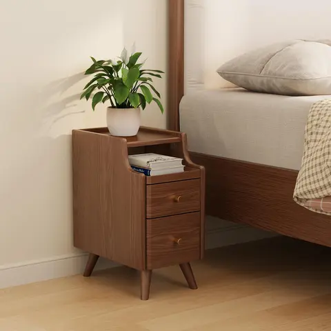 Solid Wood Modern Nightstand - MDF-Free Rectangle Design with Legs, 1 Drawer Storage Organizer, Compact Beauty-Elevate Your Space Bed Side Tables, Solid Wood for a Healthy Home Small Space Indoor Furniture Side Tables