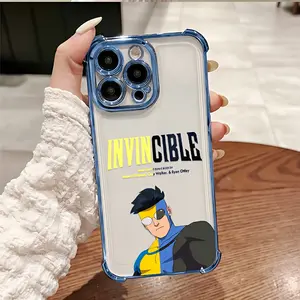 Cartoon Cool Anime Superhero Invincible Phone Case for iPhone 17 16 15 14 13 12 11 Pro Max Plus Anti-Drop Transparent Soft TPU Back Cover with Full Coverage Protection and Colorful Animal Patterns