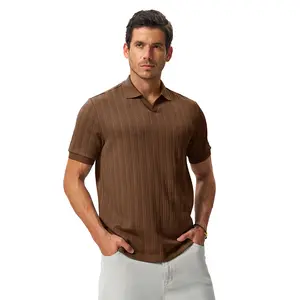 GOPUNE Golf Shirts for Men Dry Fit Performance Short Sleeve Print Moisture Wicking Collared Casual Shirt Solid Jacquard Regular Fit