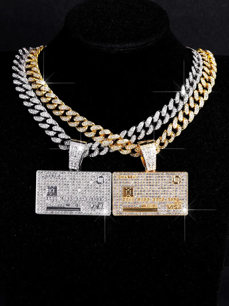 Hip Hop Jewelry Iced Large Gold Holy Cross Pendant & 10mm Cuban Chain Necklace