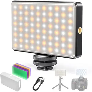 80 LED Video Light, Portable USB Photo Light Dimmable 2500-9000K CRI 95+ 3000mAh  with Colored Filters and Clip, Photo Lamp for Phone/iPad/Camera