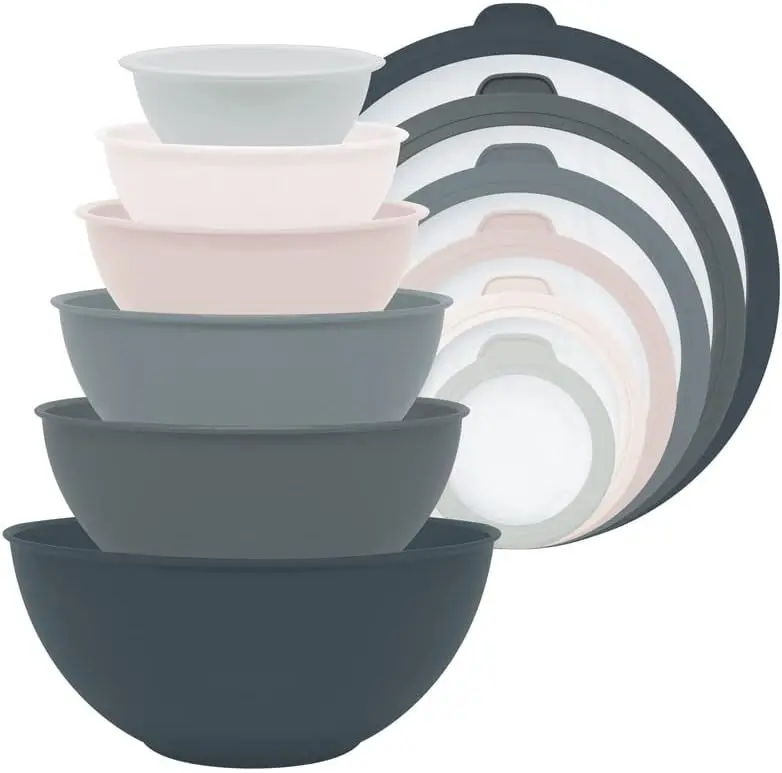 12 Piece Nested Polypropylene Mixing Bowl Food Storage Set with Lids