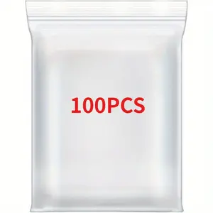 100pcs Small Zip Lock Bags, Reusable Transparent Polyethylene Vacuum Bags, Dual Layer Thickness 100µm, Hand Wash Shoe Organiser Storage Solution